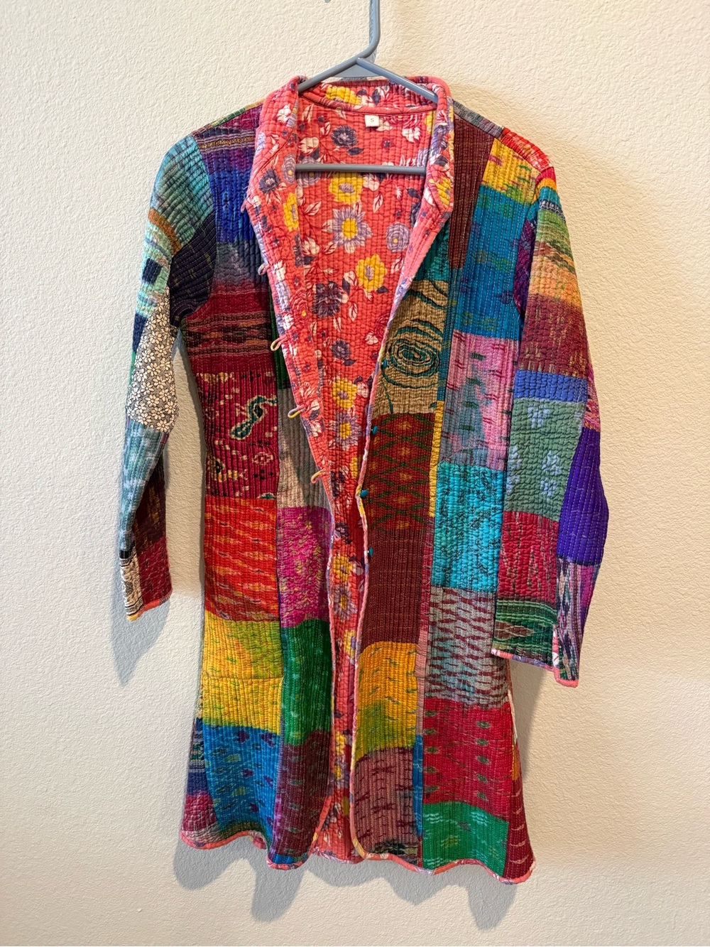 Free People Multicolor Patchwork Kantha Trench Coat